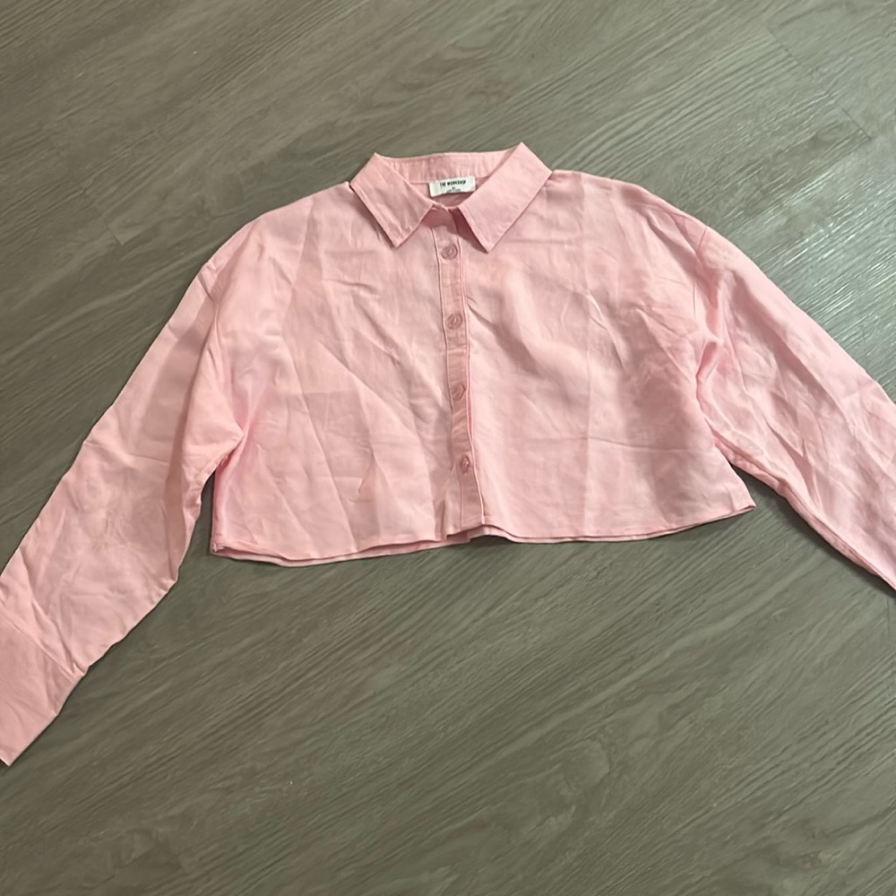 Pink Blouse Crop Top Size Medium